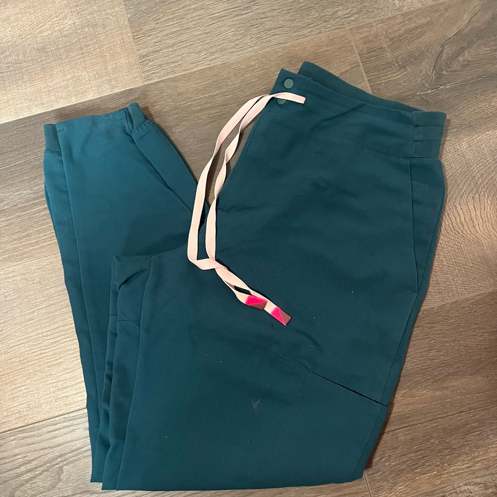 Figs Caribbean blue joggers with button